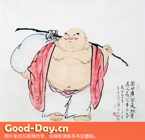 国画布袋和尚